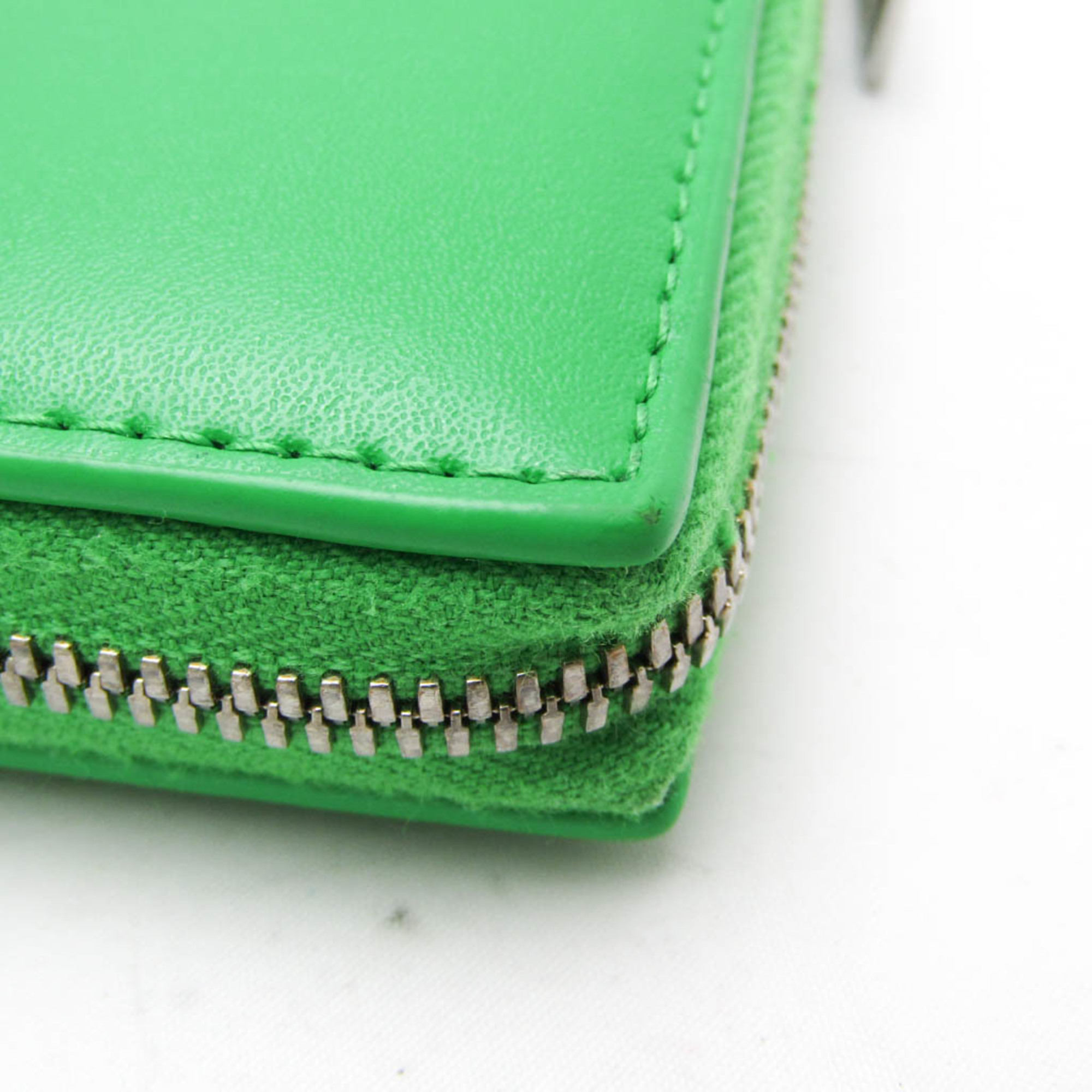 Bottega Veneta Intrecciato Cassette Zip Around Wallet 649607 Men,Women  Lambskin Long Wallet (bi-fold) Green