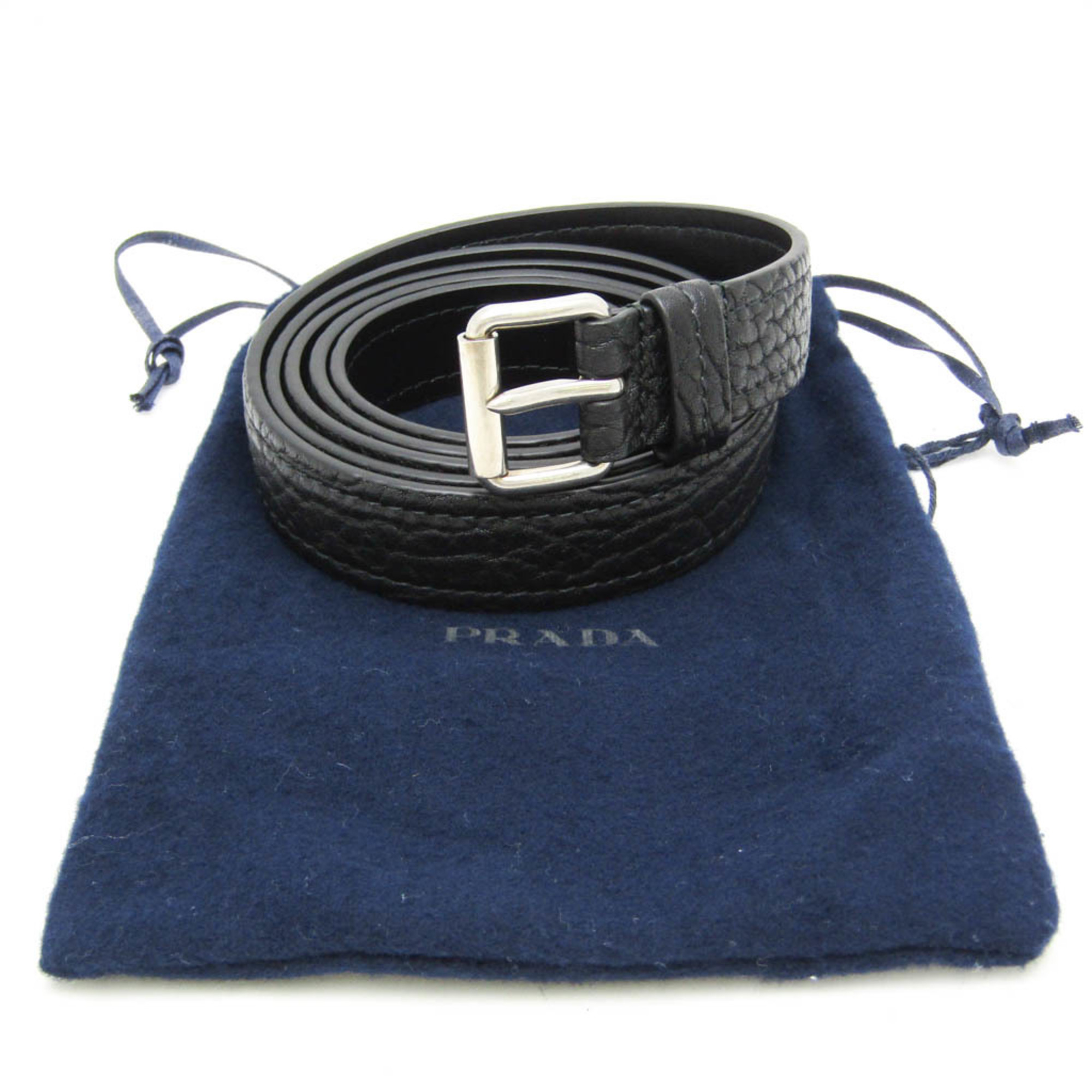 Prada CINTURE 2CS106 Men's Leather Standard Belt Black 105