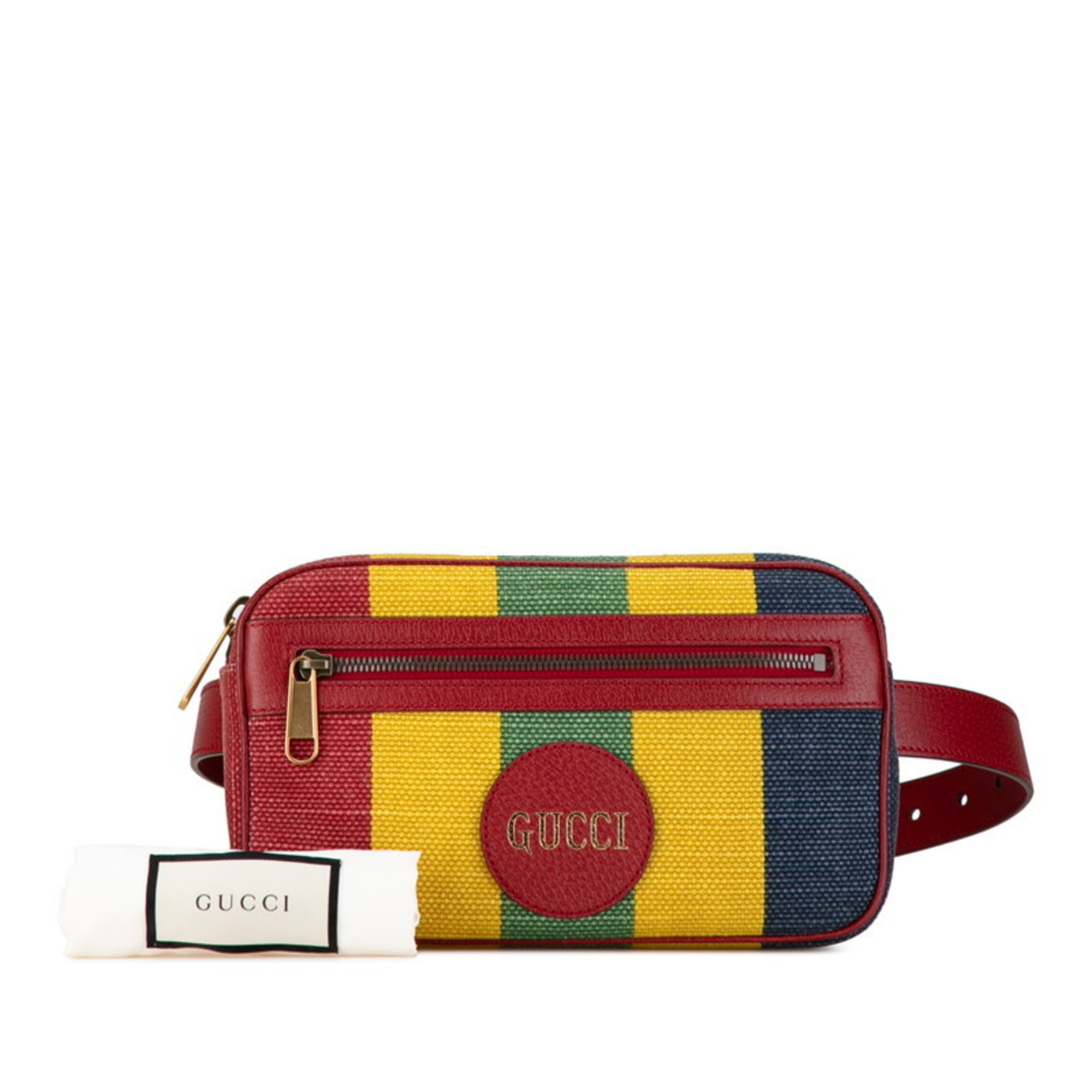 Gucci Baiadera Waist Bag Second Size: 80/32 625895 Red Yellow Multicolor Canvas Leather Women's GUCCI