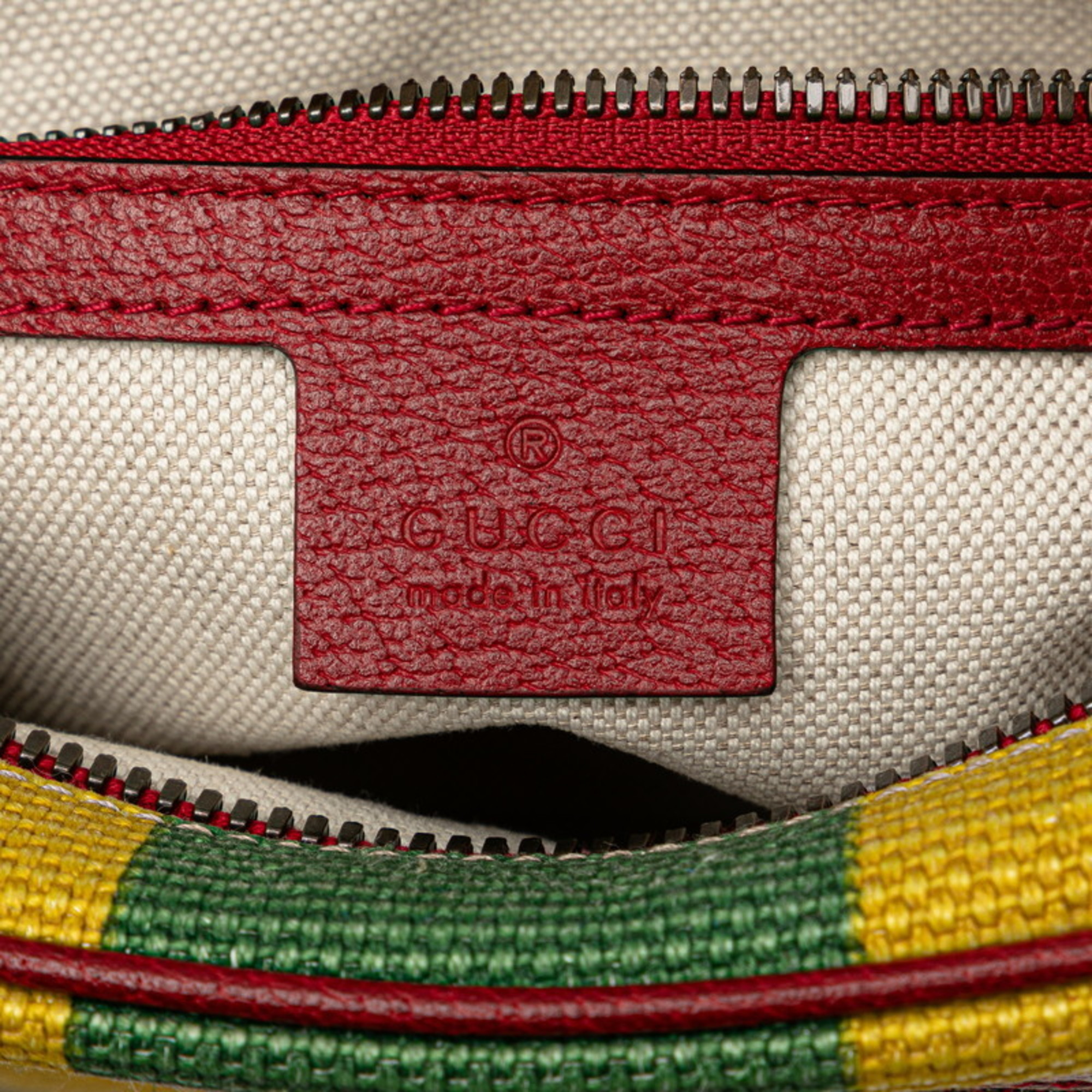 Gucci Baiadera Waist Bag Second Size: 80/32 625895 Red Yellow Multicolor Canvas Leather Women's GUCCI