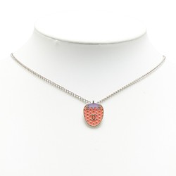 Chanel Coco Mark Strawberry Motif Necklace Silver Pink Metal Women's CHANEL