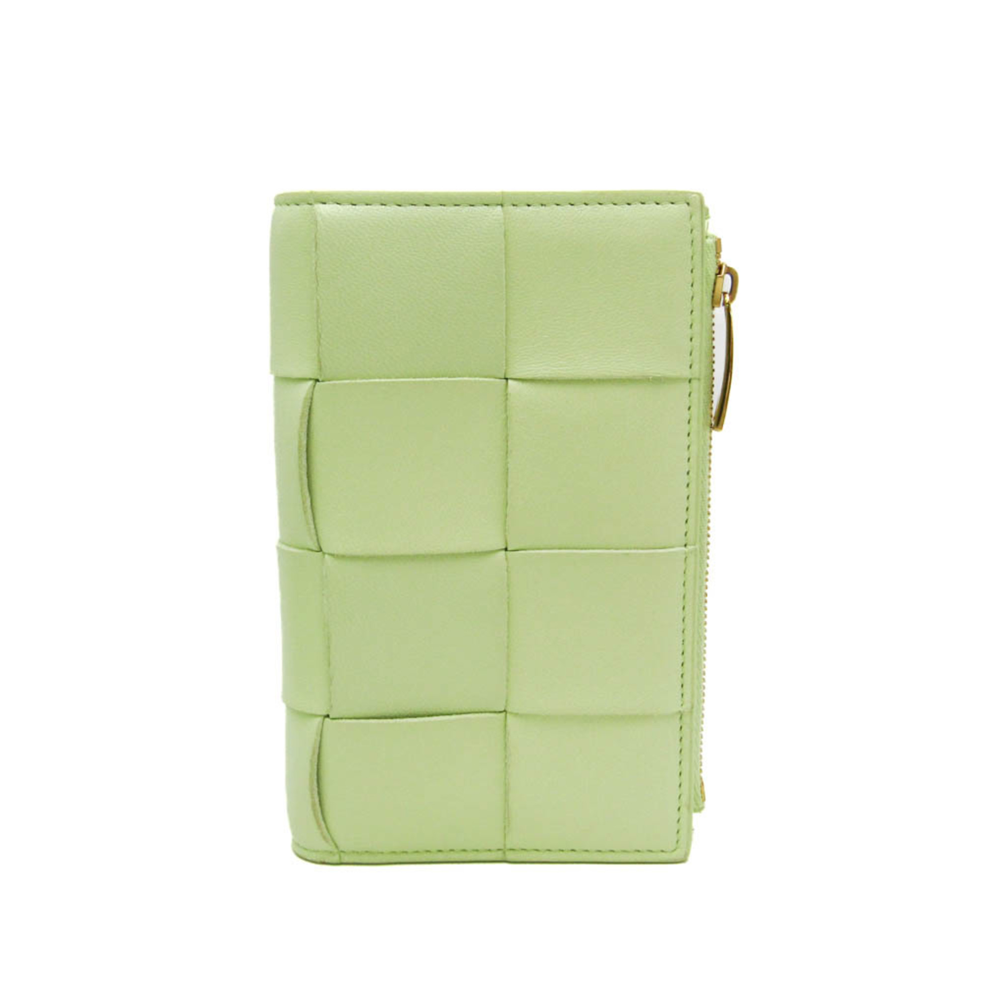 Bottega Veneta CASSETTE Medium Maxi Intrecciato 750262 Women's  Lambskin Middle Wallet (bi-fold) Lime Yellow