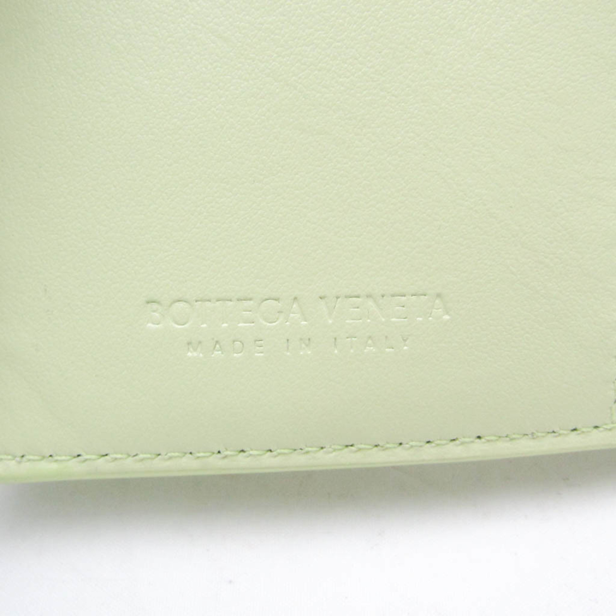 Bottega Veneta CASSETTE Medium Maxi Intrecciato 750262 Women's  Lambskin Middle Wallet (bi-fold) Lime Yellow