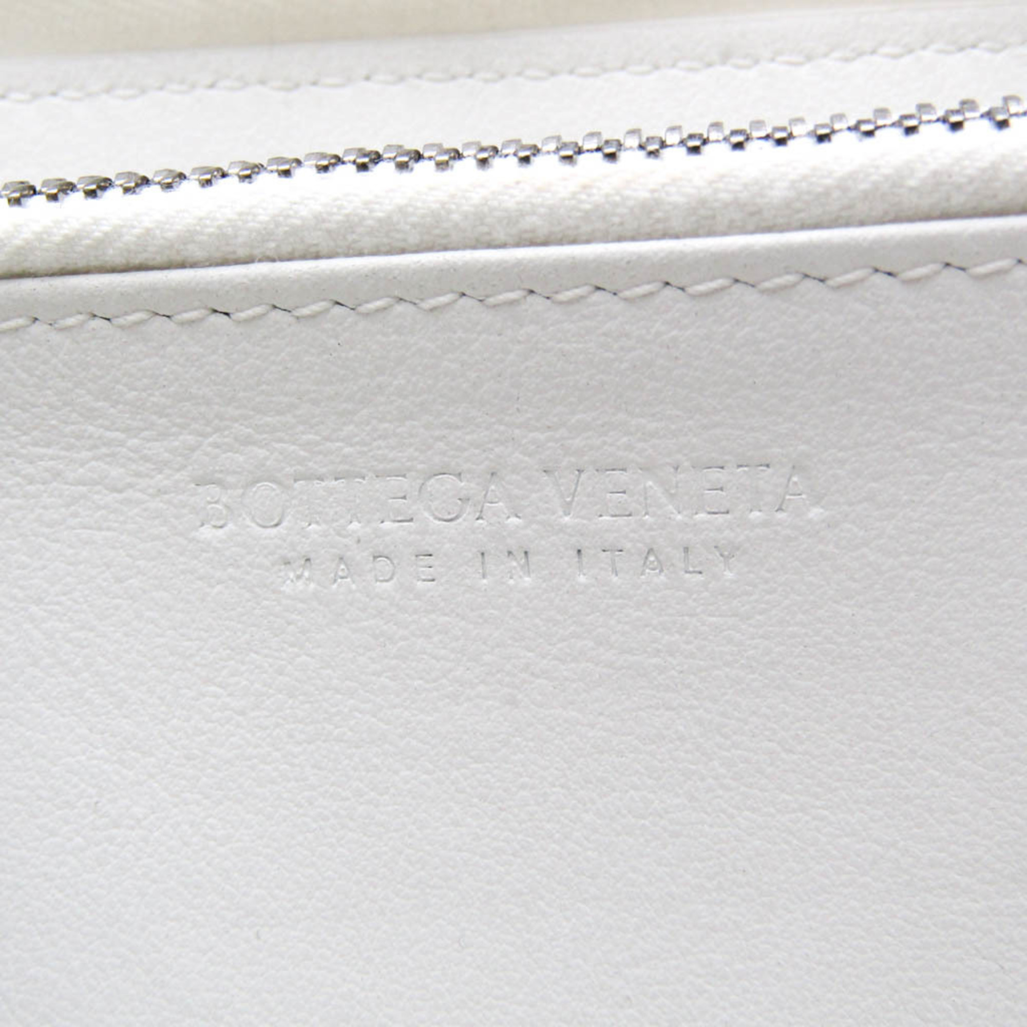 Bottega Veneta Intrecciato Cassette Zip Around Wallet 649607 Women,Men Leather Long Wallet (bi-fold) White