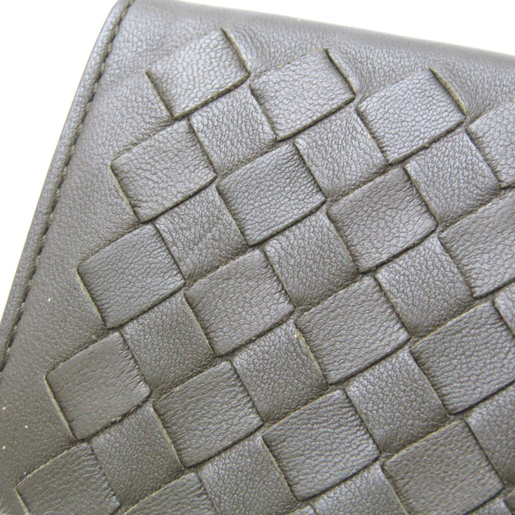 Bottega Veneta Intrecciato 513732 Women's Leather Coin Purse/coin Case Khaki