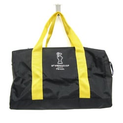 Prada Tessuto Luna Rossa Yacht America's Cup AVC002 Men,Women Nylon Boston Bag,Sports Bag Black,Yellow