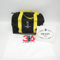 Prada Tessuto Luna Rossa Yacht America's Cup AVC002 Men,Women Nylon Boston Bag,Sports Bag Black,Yellow