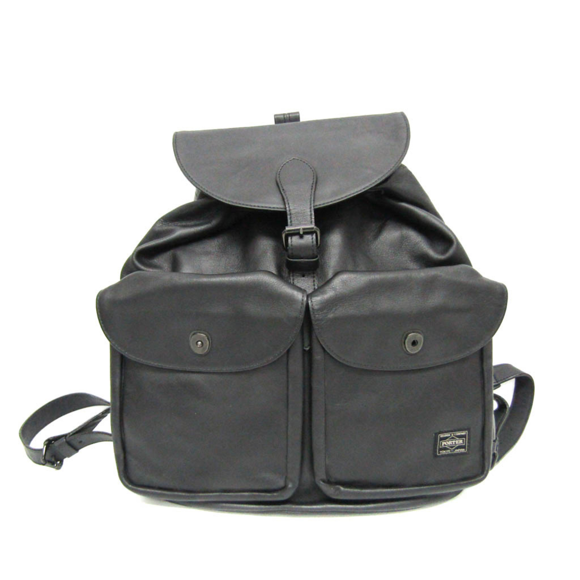 Porter Men's Leather Backpack Black