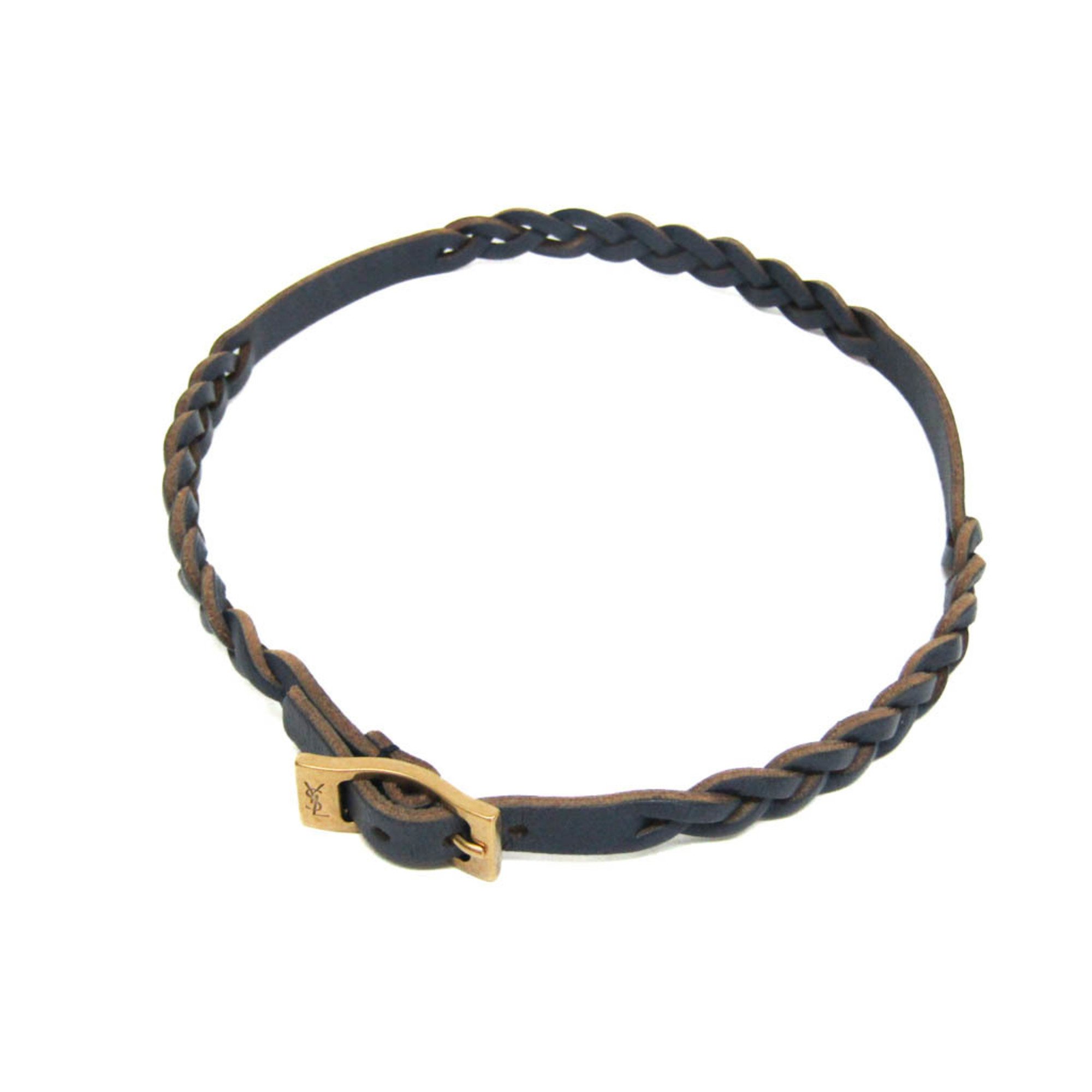 Saint Laurent Triple Bracelet Leather Charm Bracelet Blue