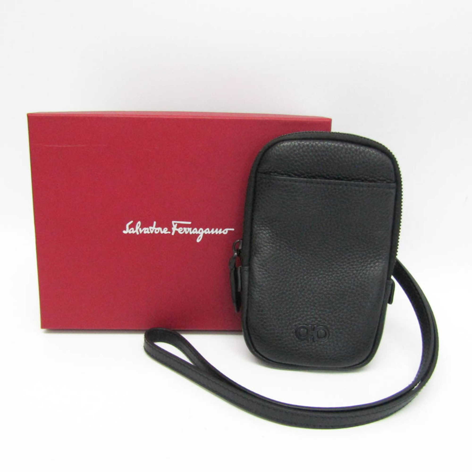 Salvatore Ferragamo FB-24 A344 Women,Men Leather Pouch Black