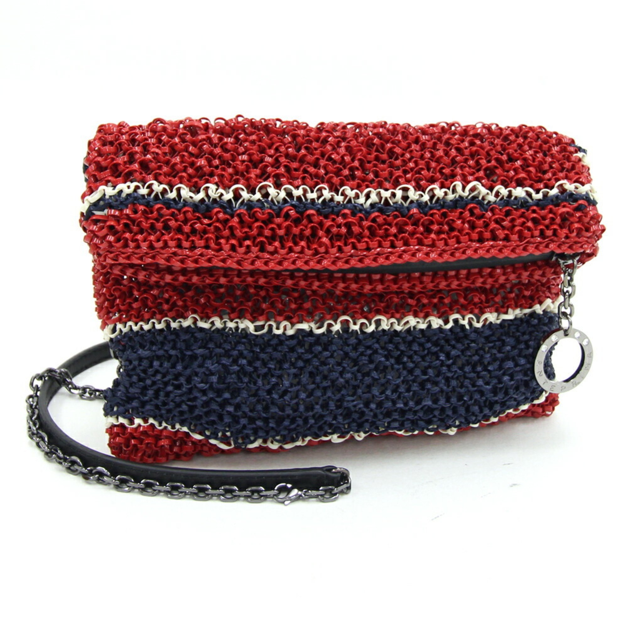 ANTEPRIMA Shoulder Bag Red Navy White PVC Wire Pochette Square Women's