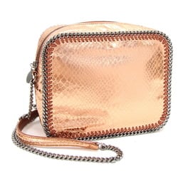 Stella McCartney Shoulder Bag Falabella 512064 Peach Orange Metallic Synthetic Leather Chain Pochette Women's