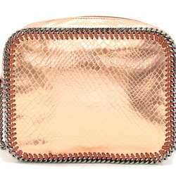 Stella McCartney Shoulder Bag Falabella 512064 Peach Orange Metallic Synthetic Leather Chain Pochette Women's