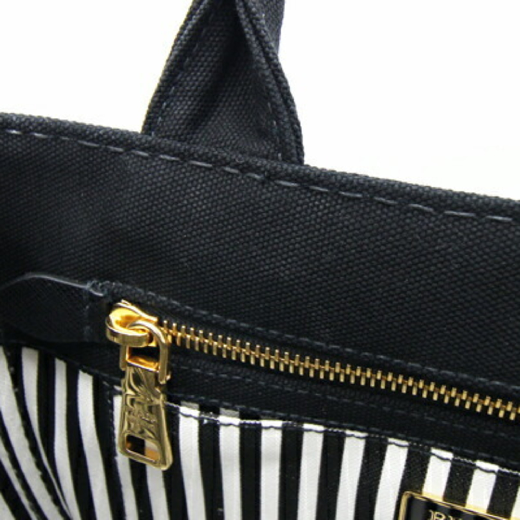 Prada Handbag Canapa 1BG439 Black Canvas Shoulder Stripe Women's PRADA