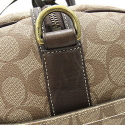 Coach Boston Bag Signature F77185 Beige Dark Brown Shoulder Women's Men's COACH