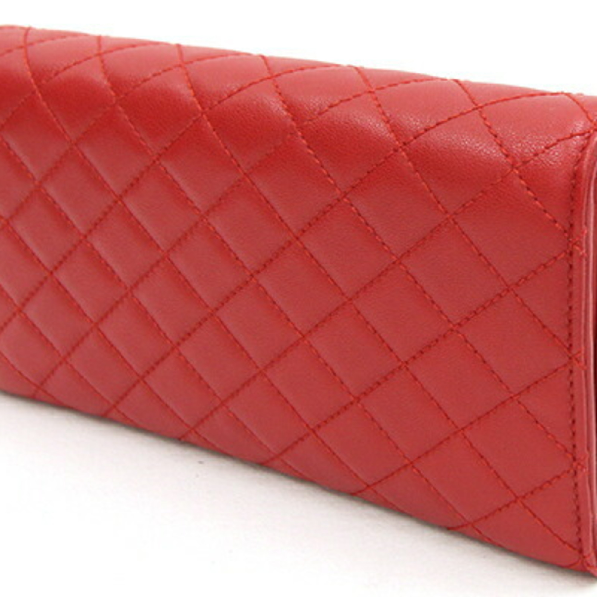 Dolce & Gabbana Bi-fold Long Wallet DPD389 Red Leather D&G Quilting Women's DOLCE＆GABBANA