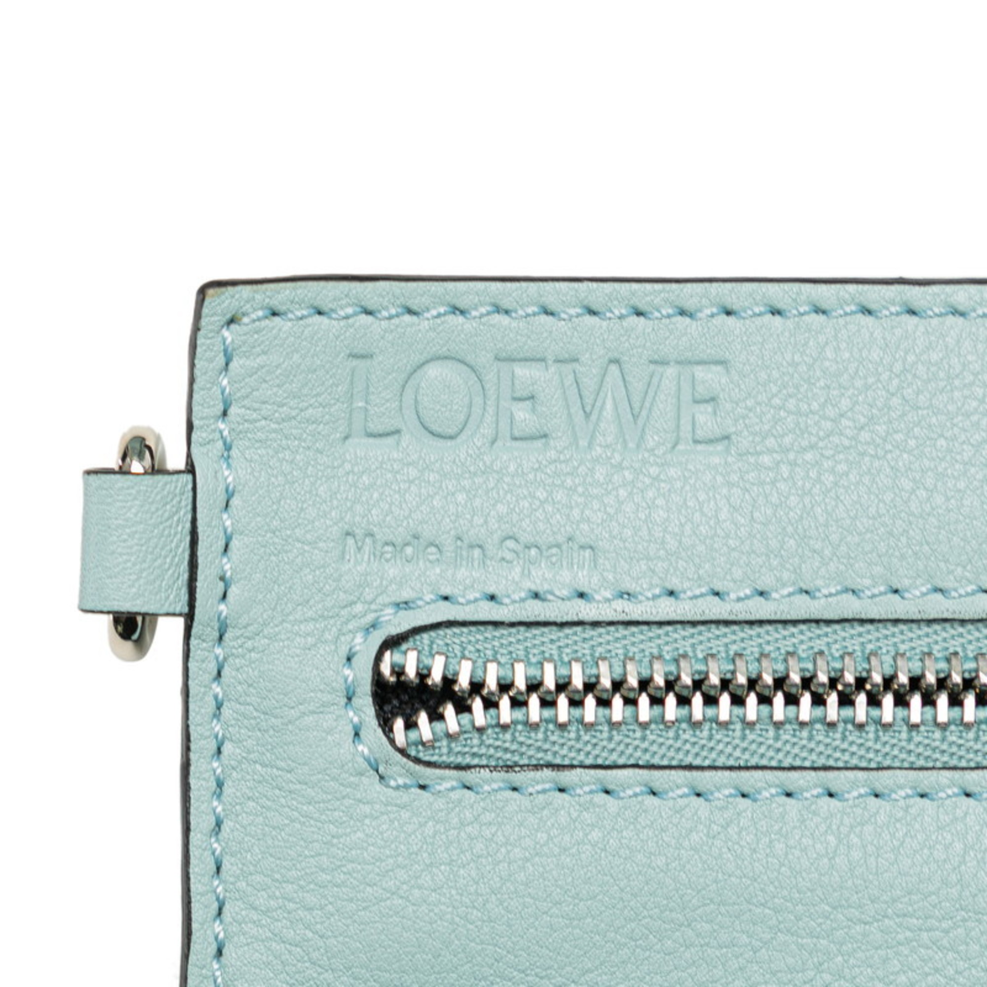 LOEWE Anagram Hammock Medium Shoulder Bag Handbag Light Blue Leather Women's