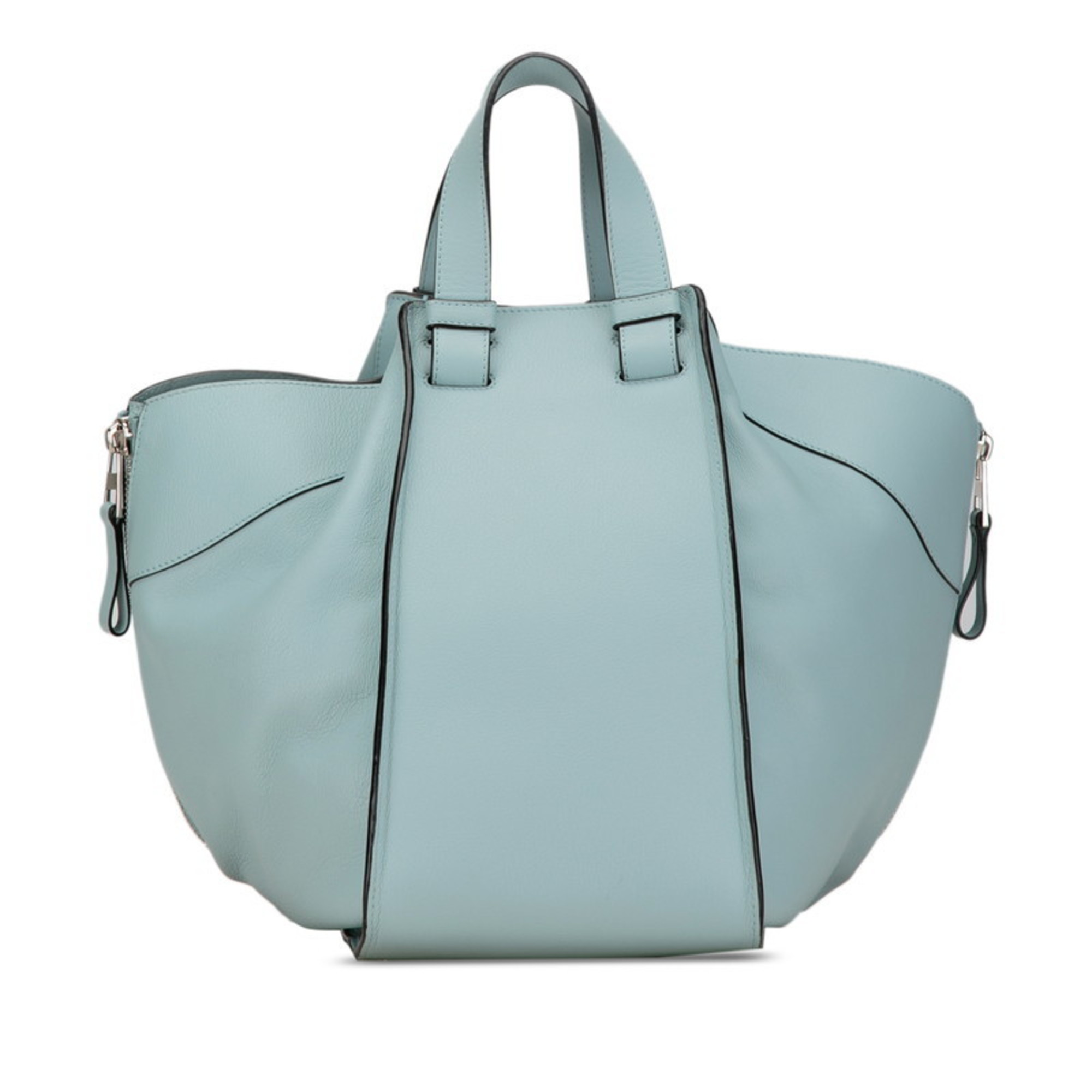 LOEWE Anagram Hammock Medium Shoulder Bag Handbag Light Blue Leather Women's