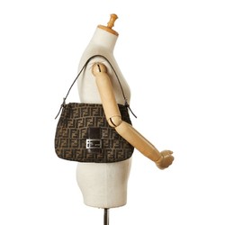 FENDI ZUCCA Mamma Bucket Bag Handbag 26325 Brown Canvas Leather Women's