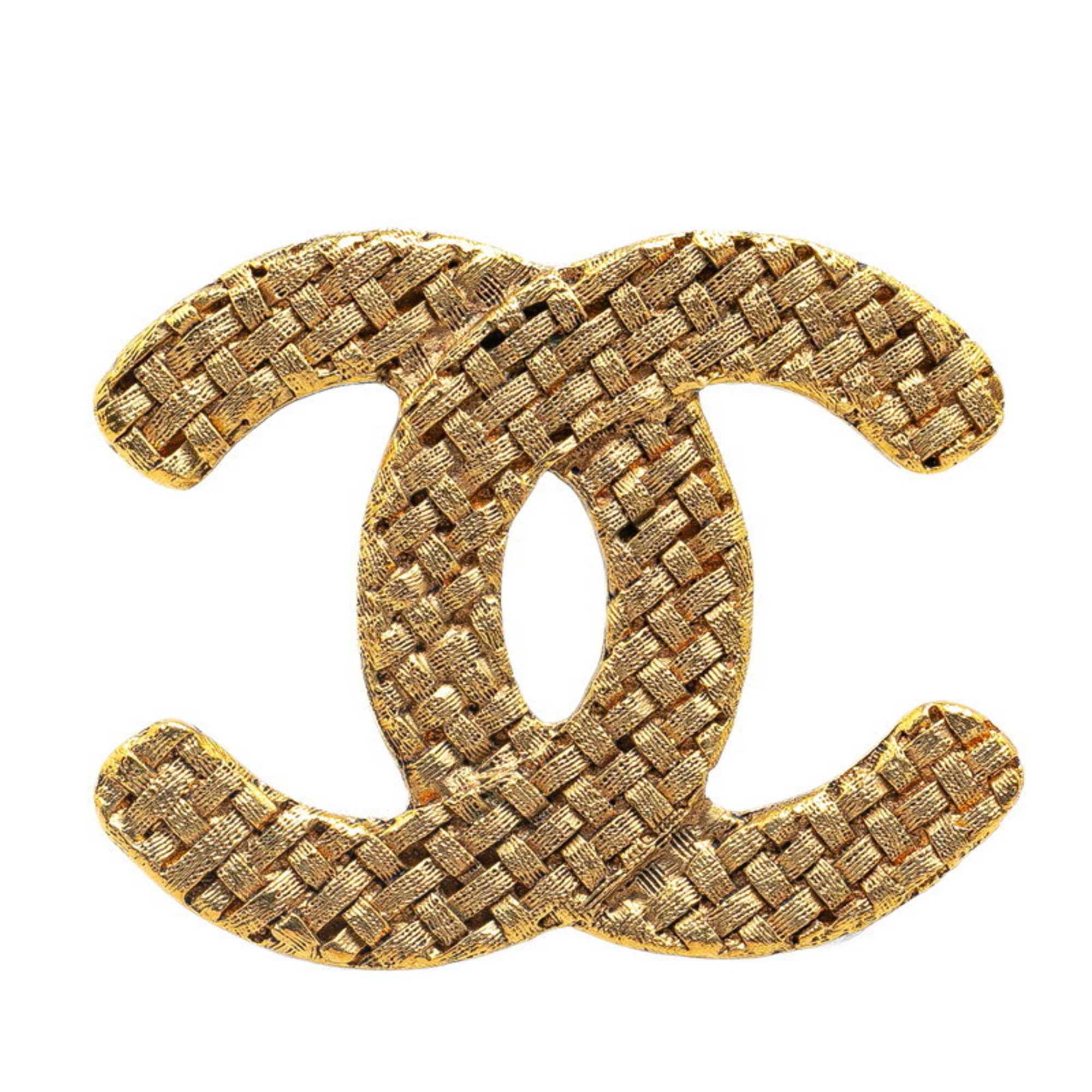 Chanel Coco Mark Brooch Gold Plated Women's CHANEL