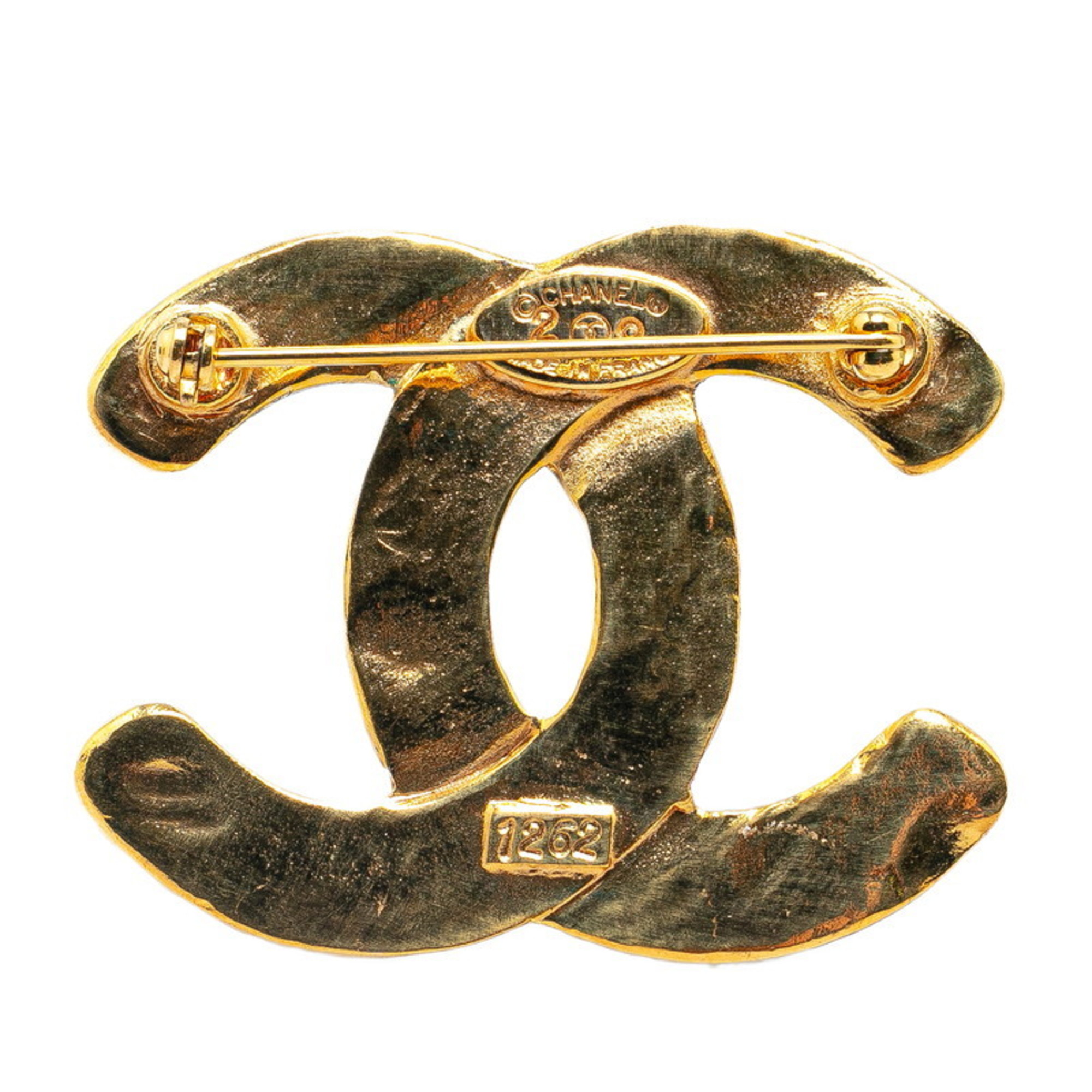 Chanel Coco Mark Brooch Gold Plated Women's CHANEL