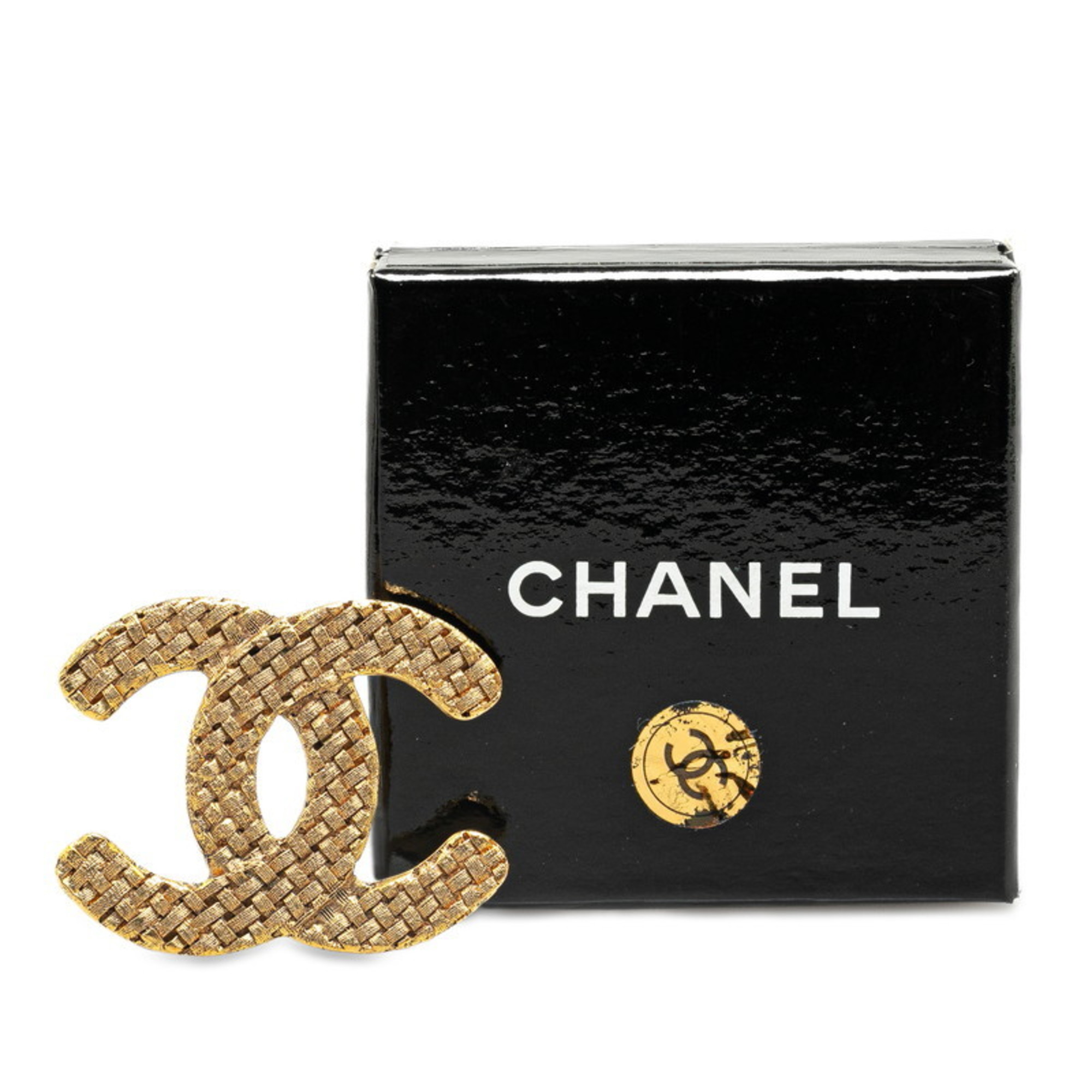 Chanel Coco Mark Brooch Gold Plated Women's CHANEL