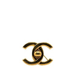 Chanel Coco Mark Turnlock Large Brooch Gold Plated Women's CHANEL