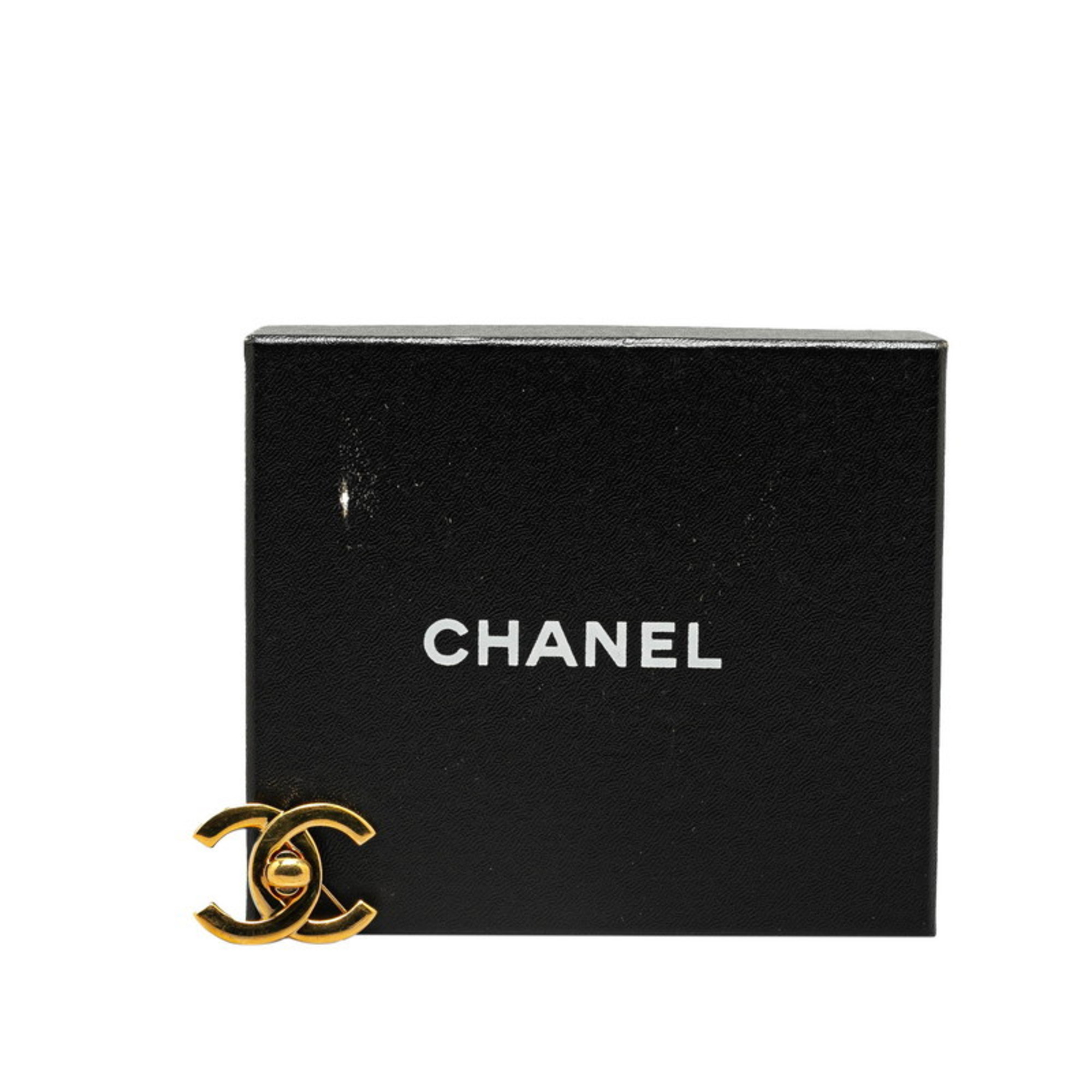 Chanel Coco Mark Turnlock Large Brooch Gold Plated Women's CHANEL