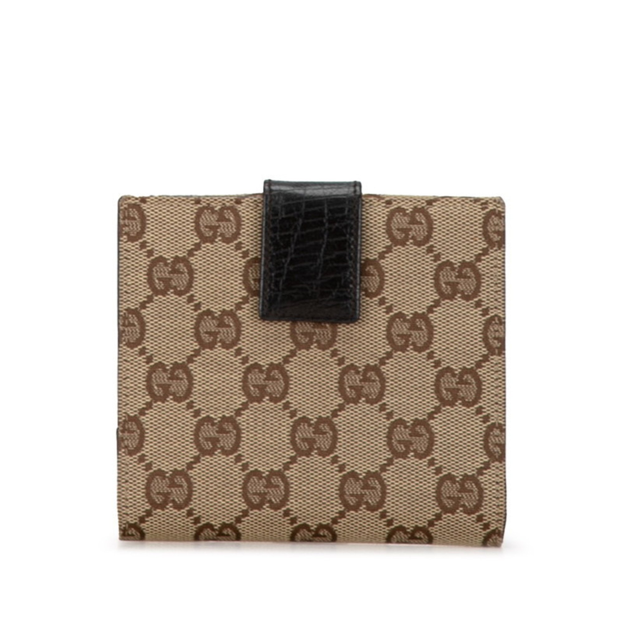 Gucci GG Canvas Horsebit Sherry Line Bi-fold Wallet 138031 Brown Leather Women's GUCCI