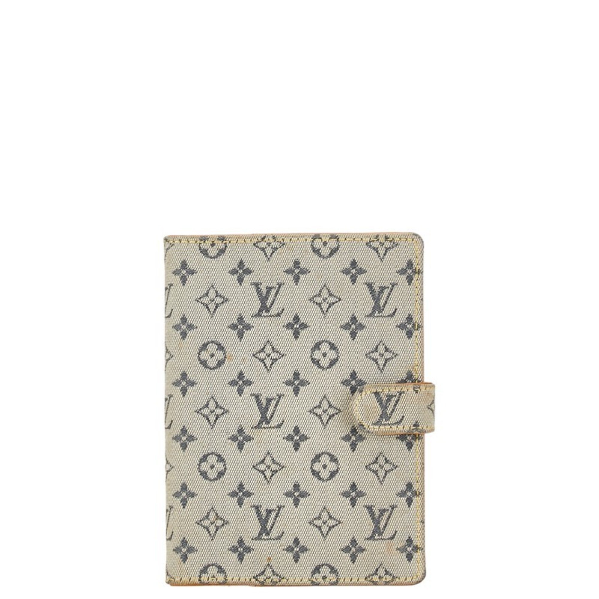 Louis Vuitton Monogram Agenda PM Cover 6 Holes R20910 Blue Canvas Leather Women's LOUIS VUITTON