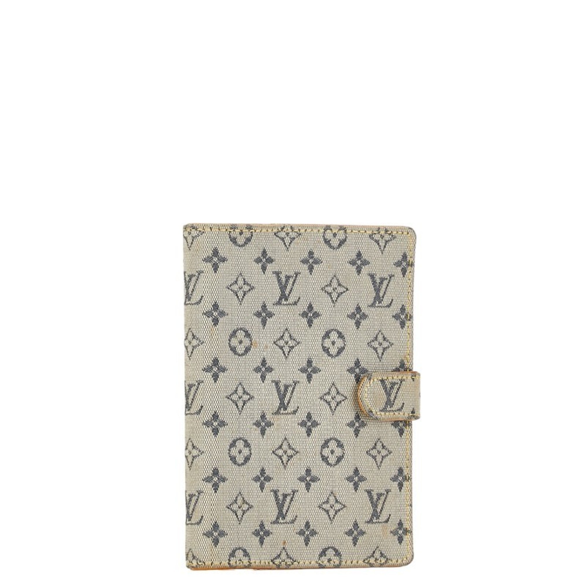 Louis Vuitton Monogram Agenda PM Cover 6 Holes R20910 Blue Canvas Leather Women's LOUIS VUITTON