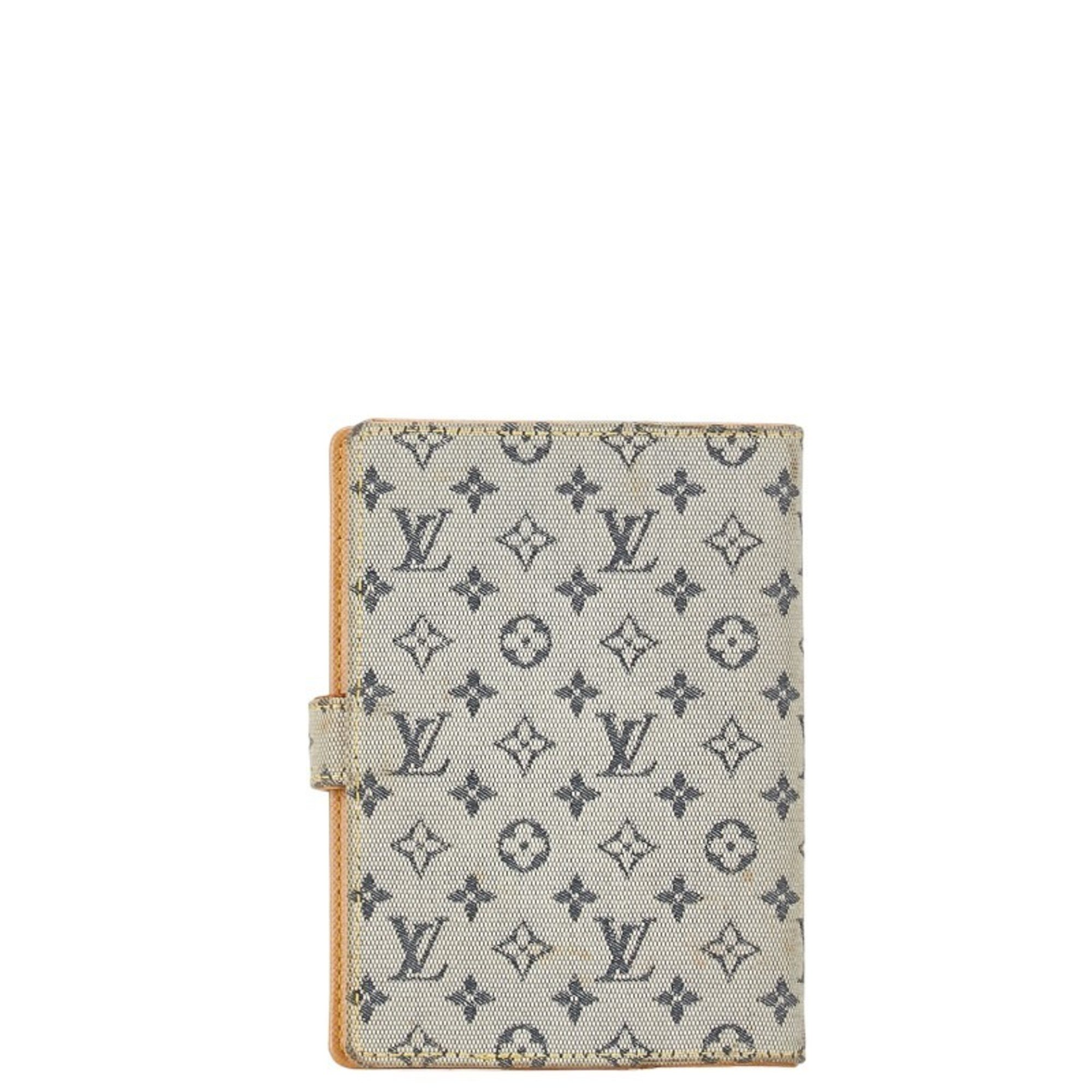 Louis Vuitton Monogram Agenda PM Cover 6 Holes R20910 Blue Canvas Leather Women's LOUIS VUITTON