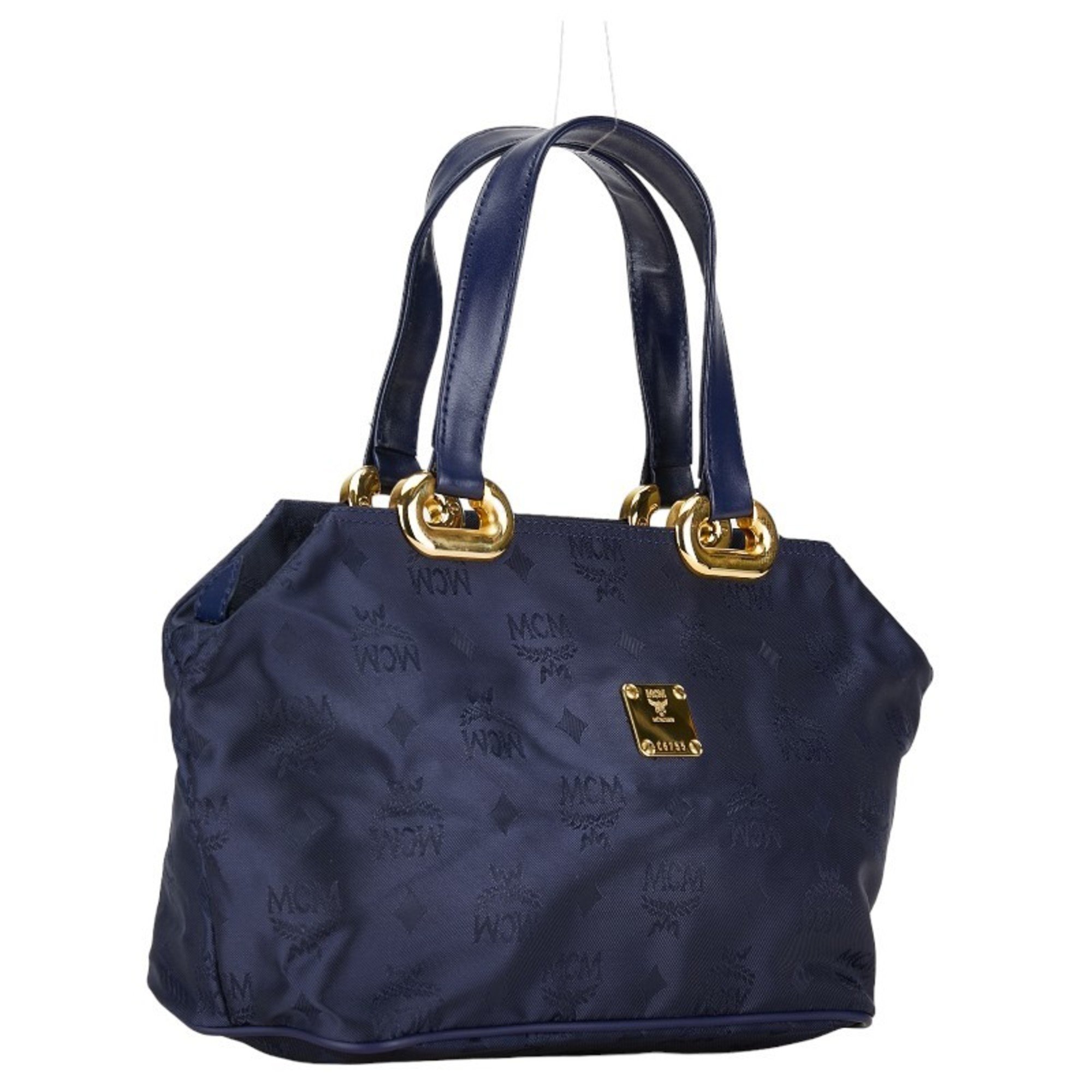 MCM Glam Handbag Blue Nylon Leather Women's