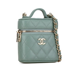 Chanel Matelasse Coco Mark Chain Shoulder Bag Green Caviar Skin Women's CHANEL