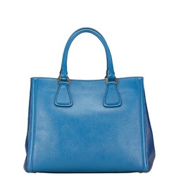 Prada Triangle Plate Saffiano Handbag Shoulder Bag Blue Leather Women's PRADA