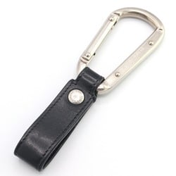 Saint Laurent Keychain Black Silver Leather Metal Carabiner Hook Key Men's SAINT LAURENT PARIS