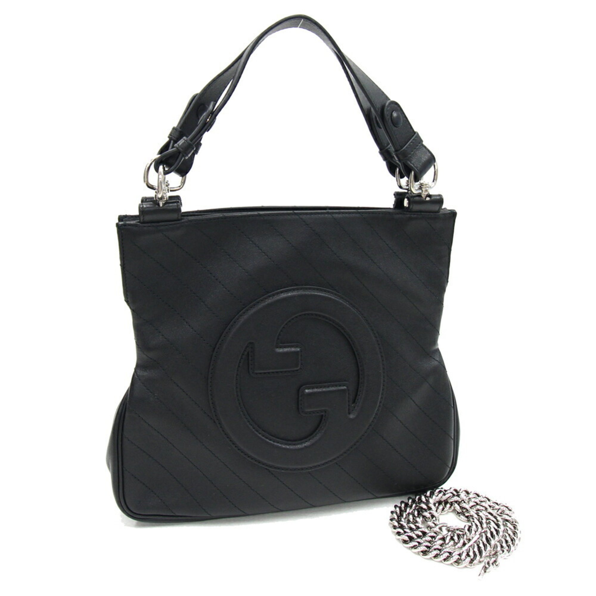 Gucci handbag Blondie small 751518 black leather shoulder bag chain women's GUCCI