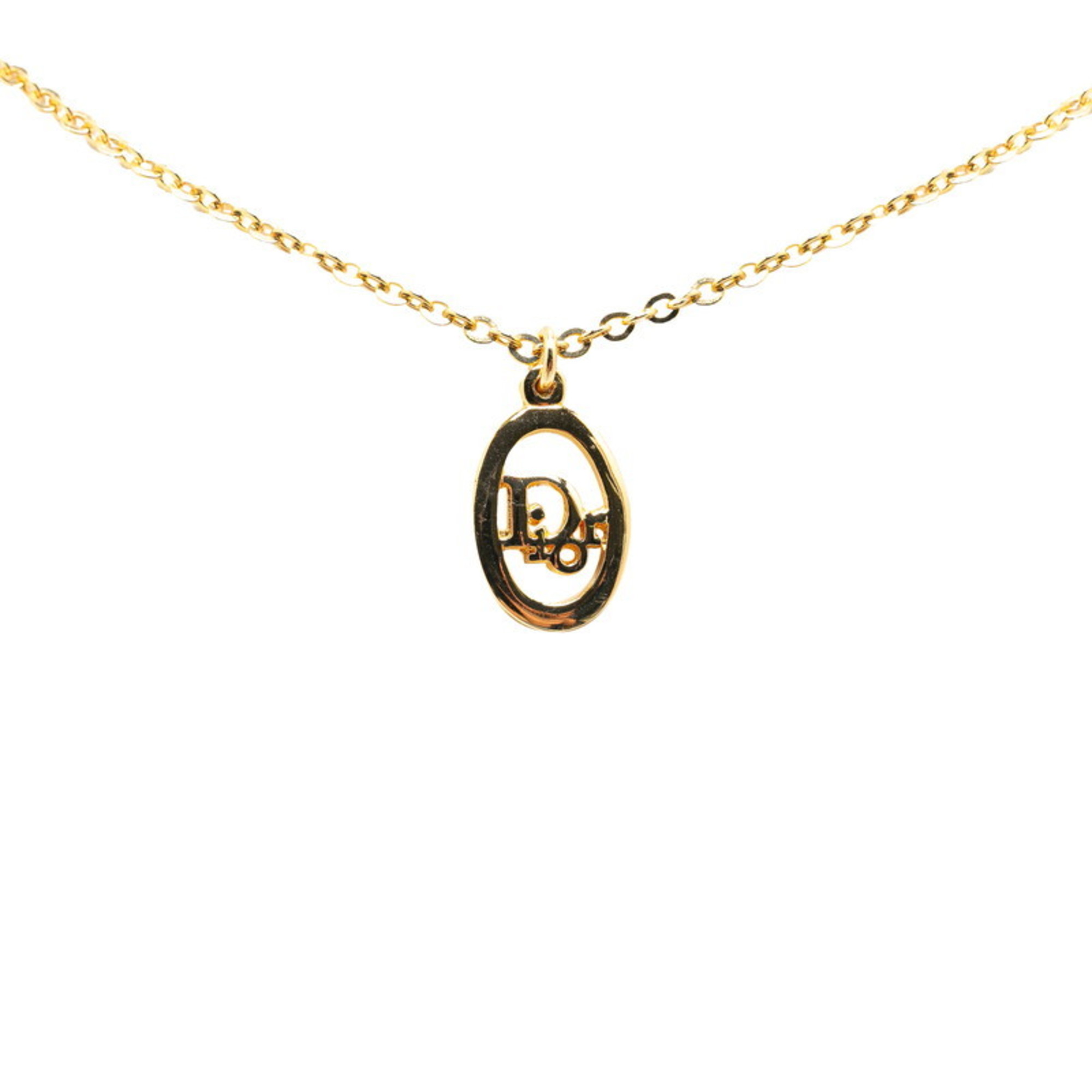 Christian Dior Dior Oval Necklace Gold Plated Women's