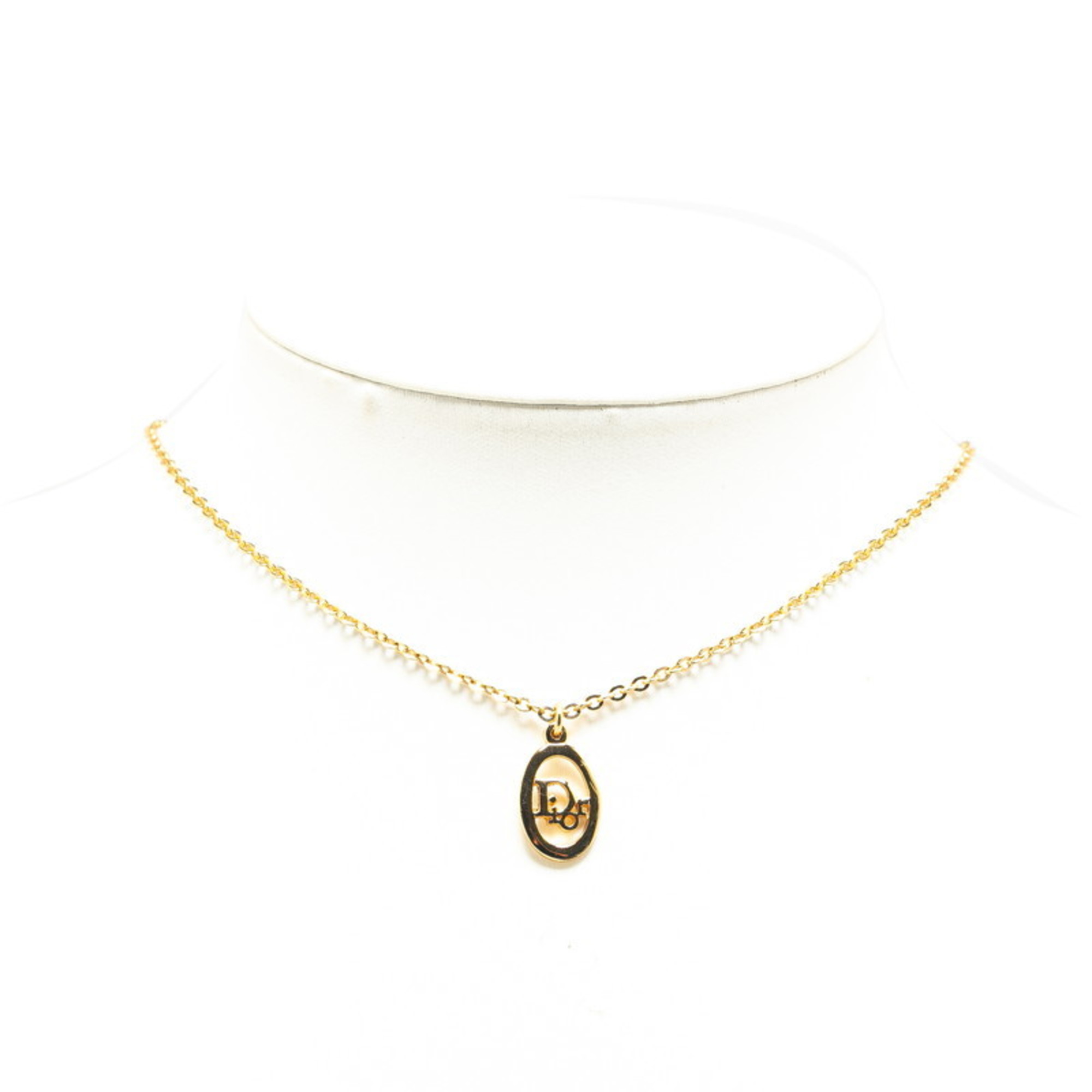 Christian Dior Dior Oval Necklace Gold Plated Women's