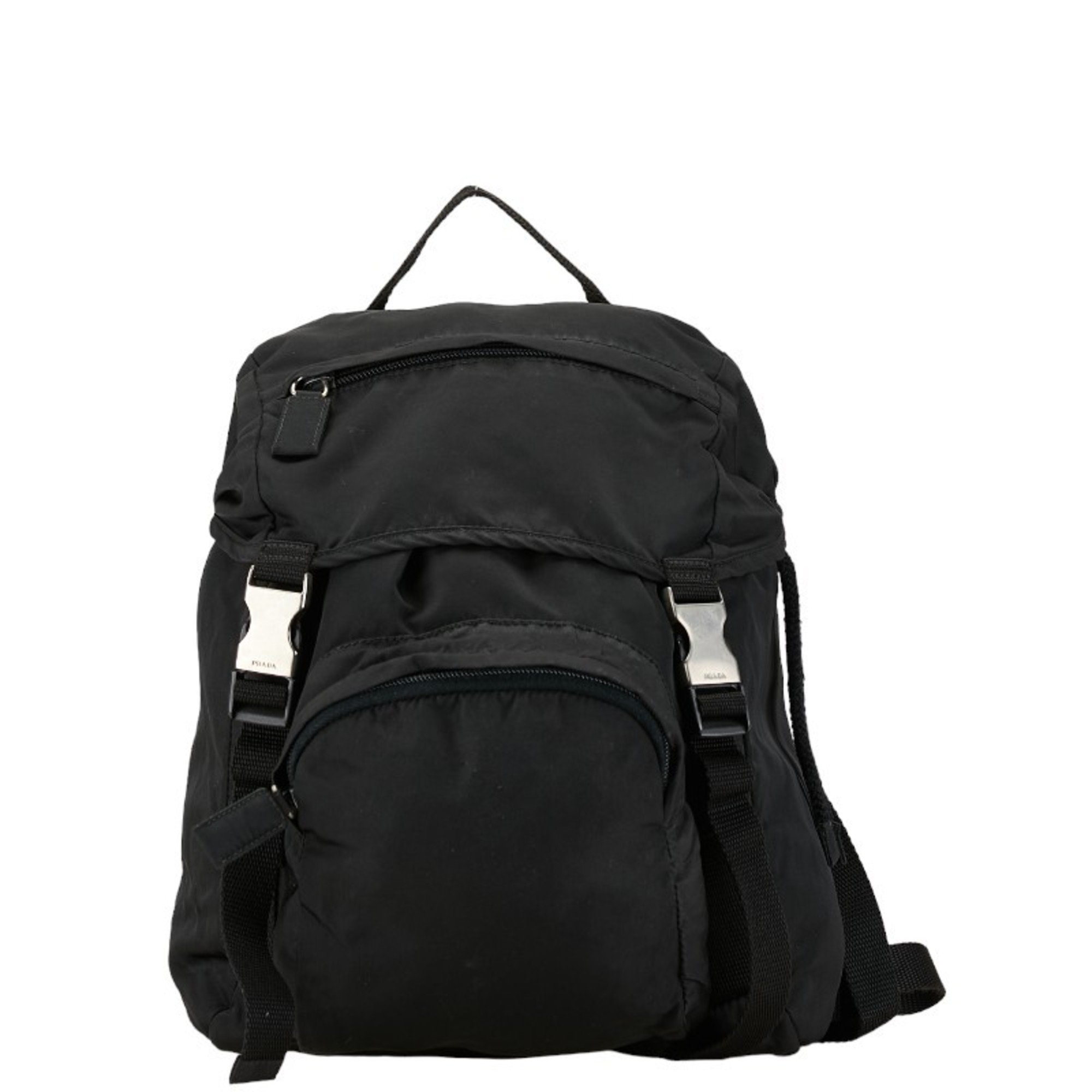 Prada Triangle Plate Backpack Black Nylon Women's PRADA