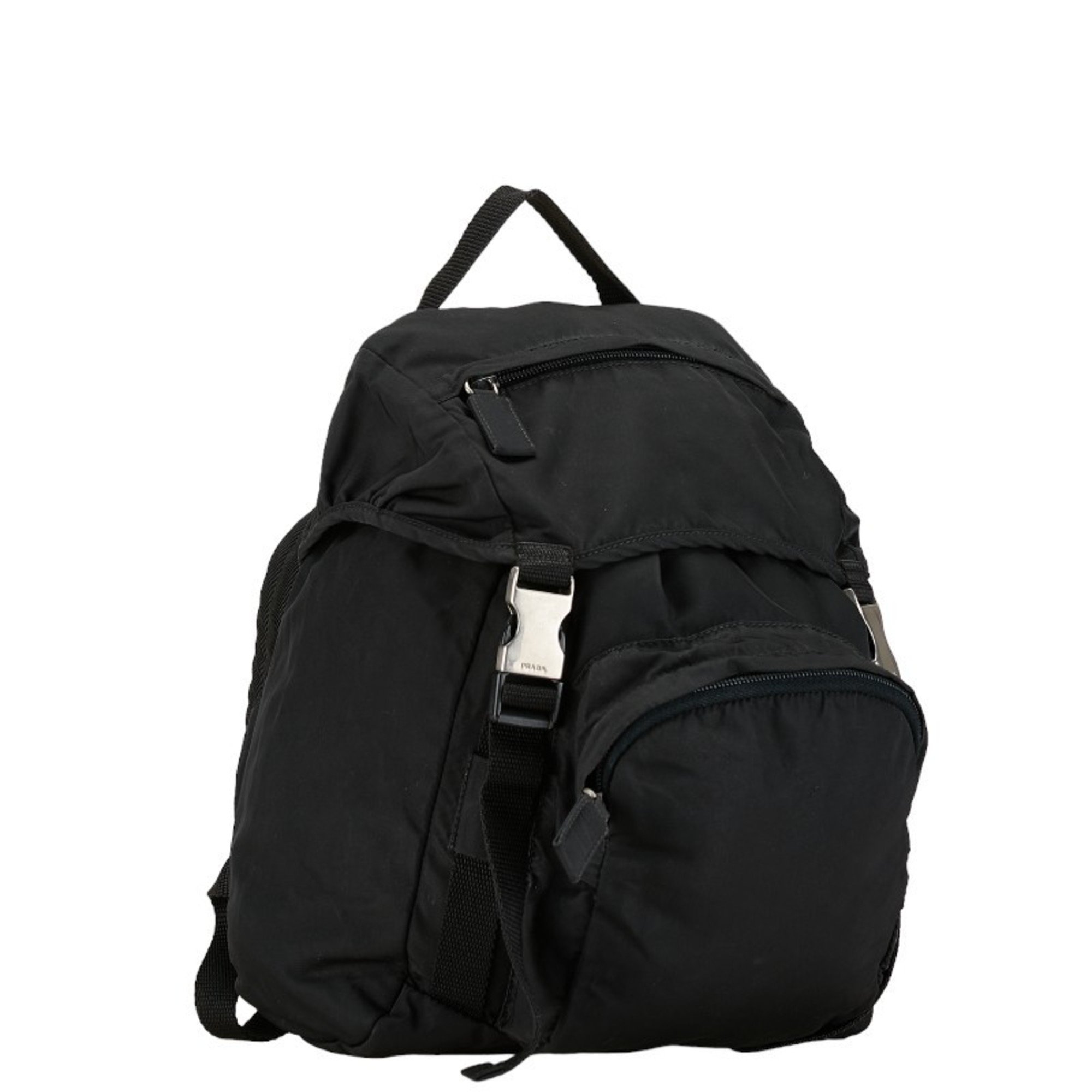 Prada Triangle Plate Backpack Black Nylon Women's PRADA