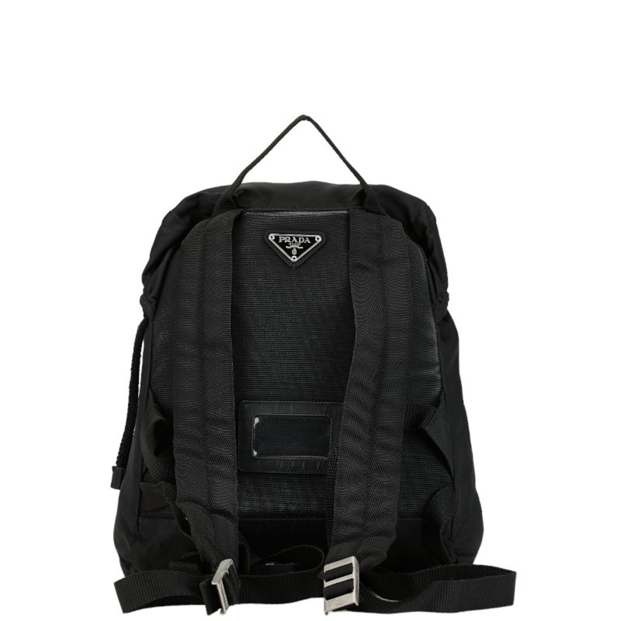 Prada Triangle Plate Backpack Black Nylon Women's PRADA