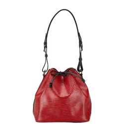 Louis Vuitton Epi Petit Noe Shoulder Bag M44172 Castilian Red Noir Black Leather Women's LOUIS VUITTON