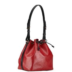 Louis Vuitton Epi Petit Noe Shoulder Bag M44172 Castilian Red Noir Black Leather Women's LOUIS VUITTON