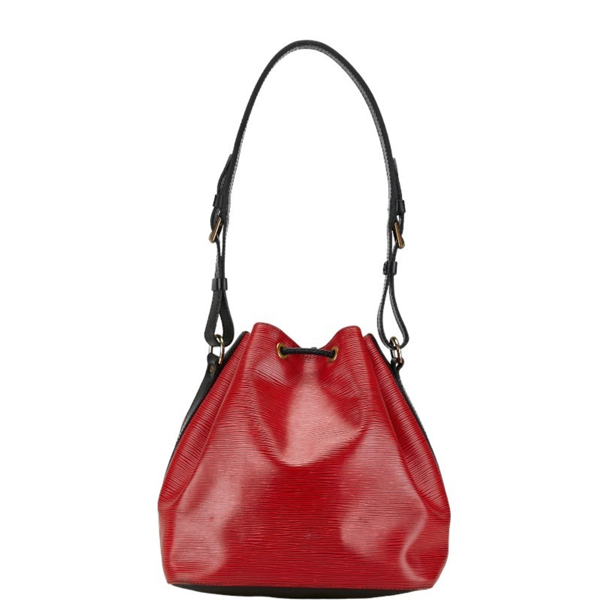 Louis Vuitton Epi Petit Noe Shoulder Bag M44172 Castilian Red Noir Black Leather Women's LOUIS VUITTON