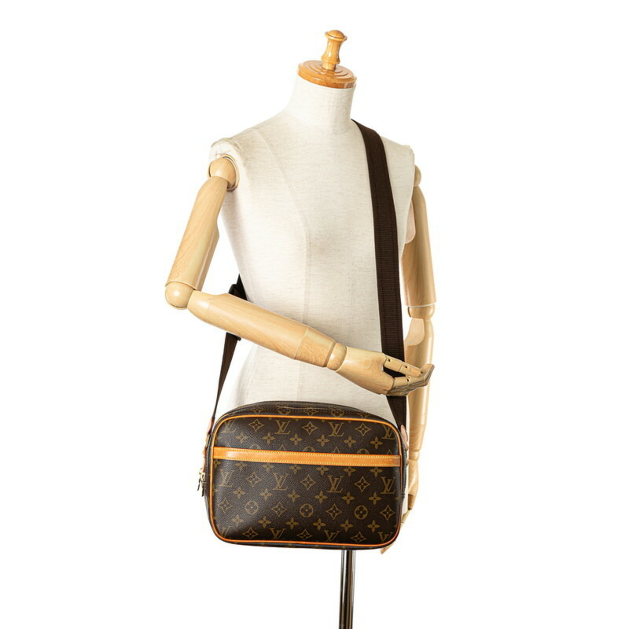 Louis Vuitton Monogram Reporter PM Shoulder Bag M45254 Brown PVC Leather Women's LOUIS VUITTON