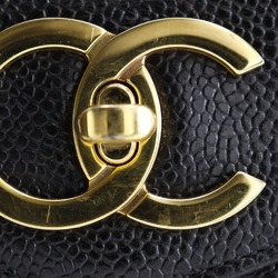 CHANEL Chain Tote Shoulder Bag Caviar Skin Black Women's