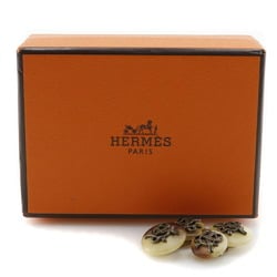 Hermes HERMES Trumpet Cufflinks Buffalo Horn Beige/Brown Rap Men's