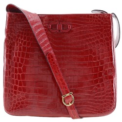 Salvatore Ferragamo Gancini Shoulder Bag Embossed Leather Red AQ216194 A5 Women's