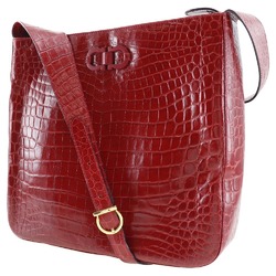 Salvatore Ferragamo Gancini Shoulder Bag Embossed Leather Red AQ216194 A5 Women's